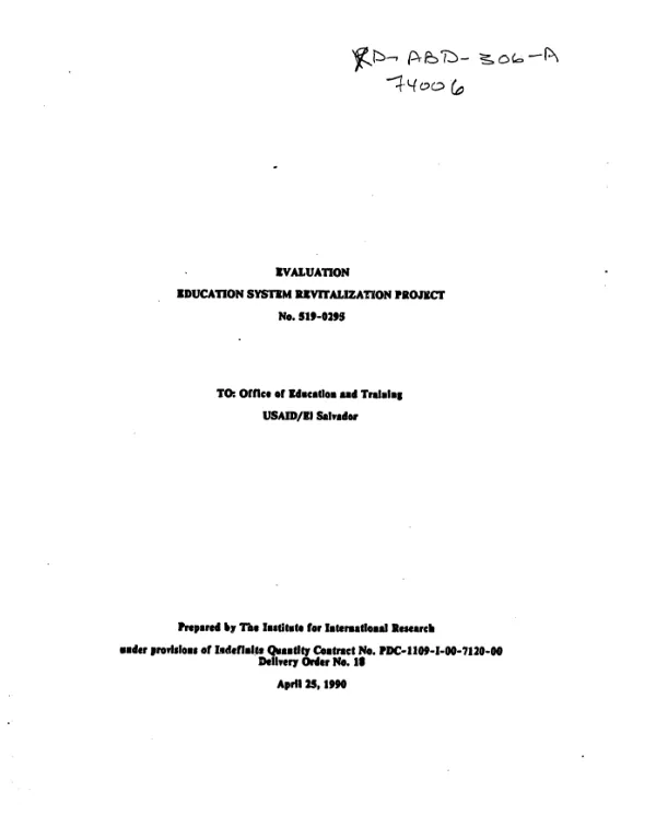 Evaluation : education system revitalization project, no. 519-0295