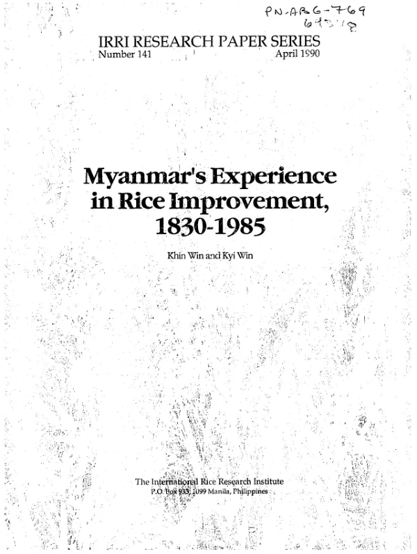 Myanmar"s experience in rice improvement, 1830-1985