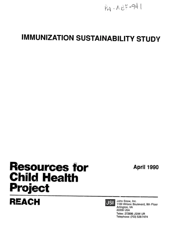 Immunization sustainability study