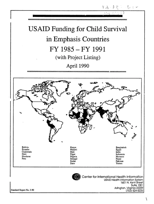 USAID funding for child survival in emphasis countries, FY 1985-FY 1991 (with project listing)