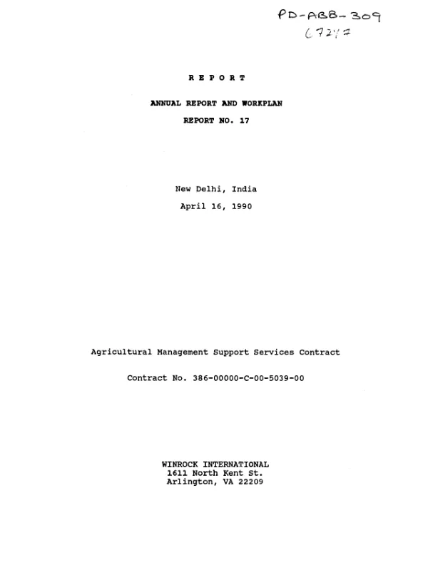 Annual report and workplan, report no. 17