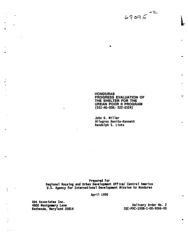 Honduras : progress evaluation of the shelter for the urban poor II program (522-HG-008, 522-0324)