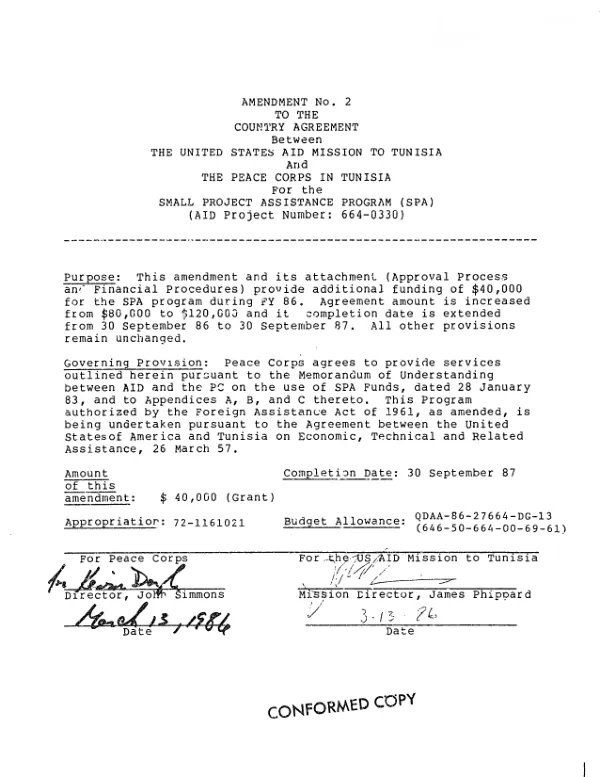 AID grant no. 596-0150-G-00-0396-00 to the National Association of the Partners of the Americas to support a regional conference and follow-up activities for the establishment of Youth Conservation Corps programs in Central America