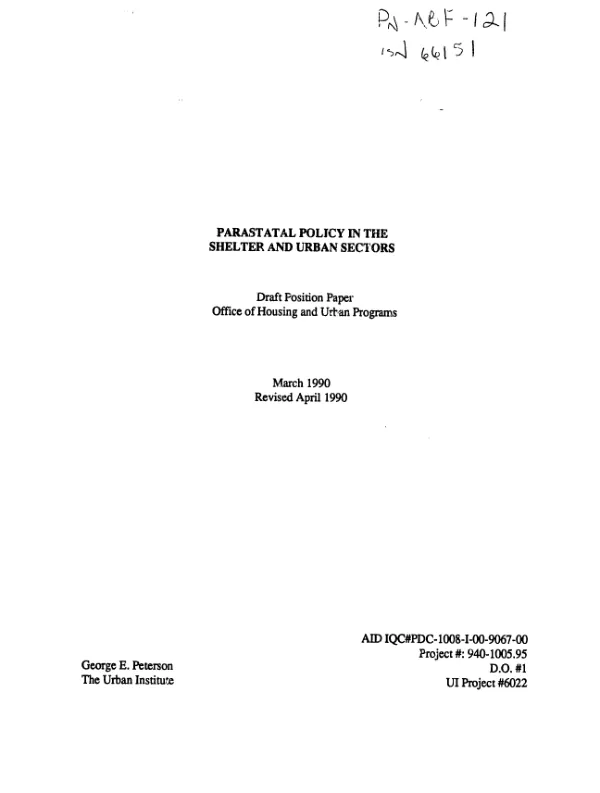 Parastatal policy in the shelter and urban sectors