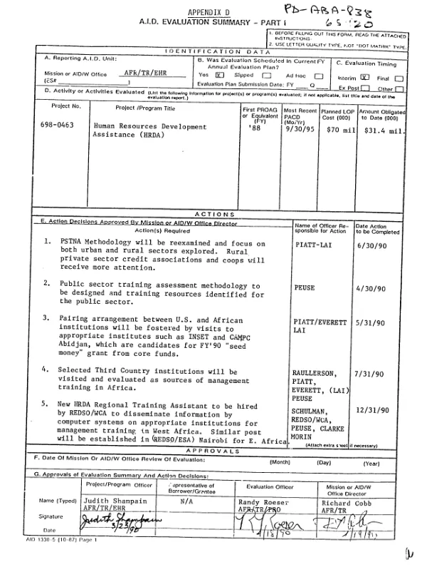 Human resources development assistance (HRDA)