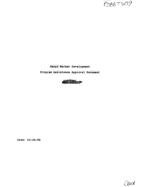 Kenya market development : program assistance approval document