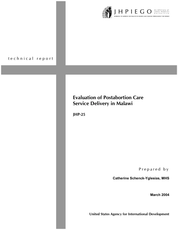 Evaluation of postabortion care service delivery in Malawi