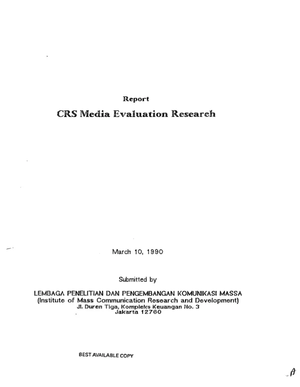 Report : CRS media evaluation research