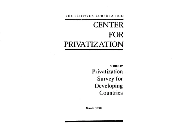 Privatization survey for developing countries
