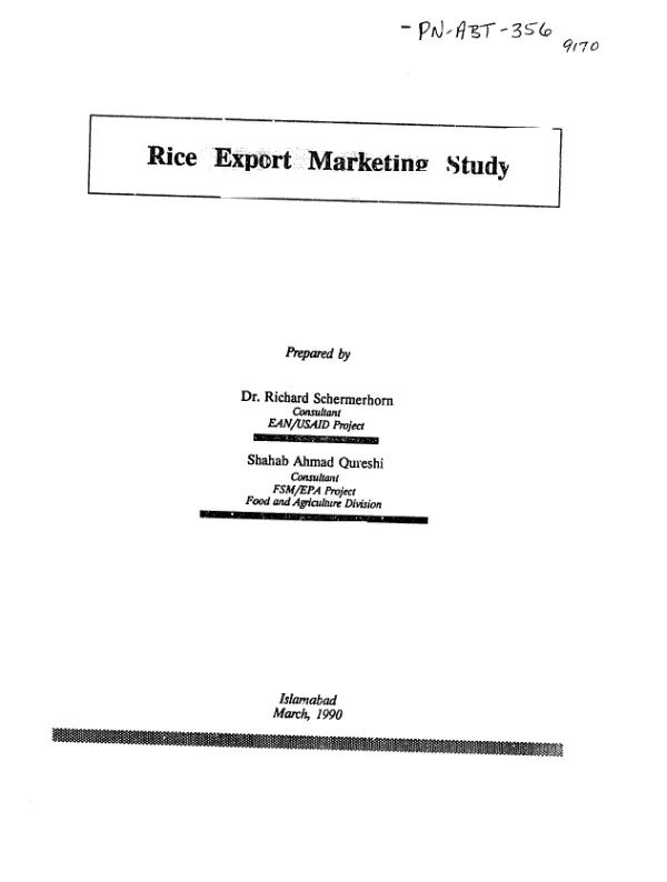 Rice export marketing study