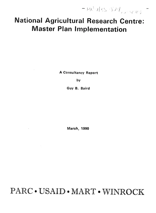 National Agricultural Research Centre : master plan implementation