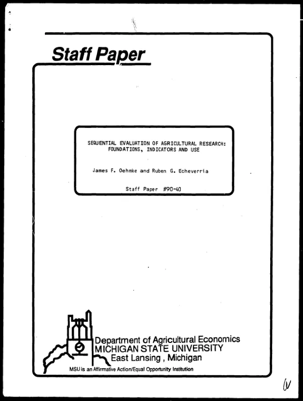 Sequential evaluation of agricultural research : foundations, indicators and use