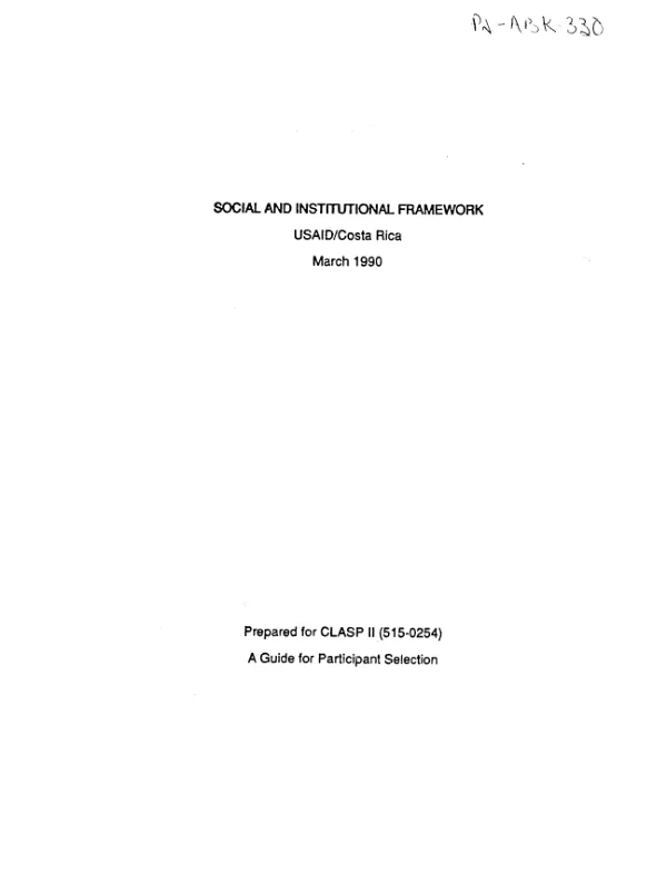 Social and institutional framework : USAID/Costa Rica