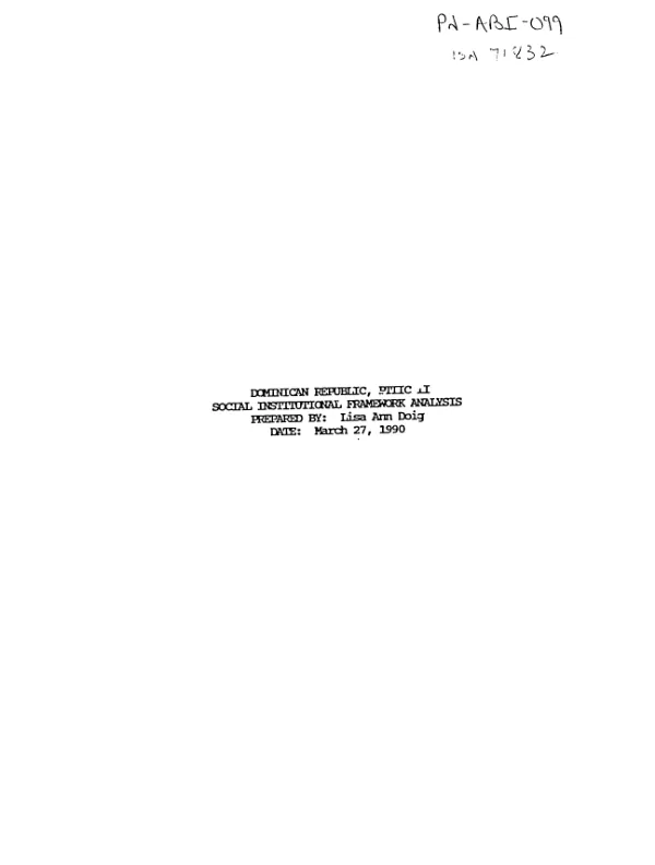 Dominican Republic, PTTIC II : social institutional framework analysis