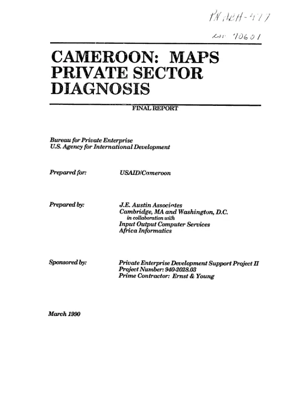 Cameroon : MAPS private sector diagnosis