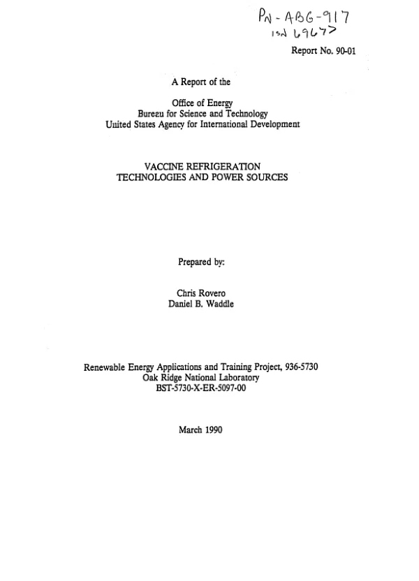 Vaccine refrigeration technologies and power sources