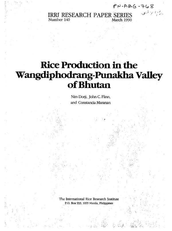 Rice production in the Wangdiphodrang-Punakha Valley of Bhutan