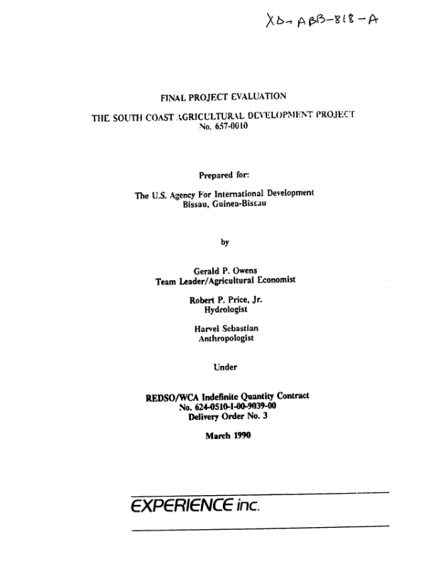 Final project evaluation : the south coast agricultural development project