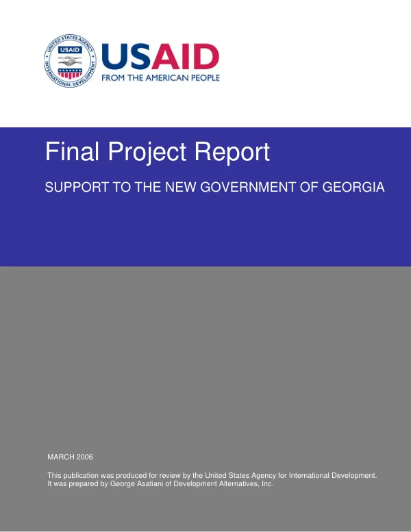 Final project report : support to the new Government of Georgia
