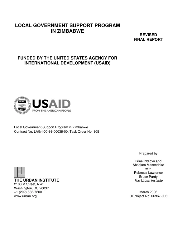 Local government support program in Zimbabwe : revised final report