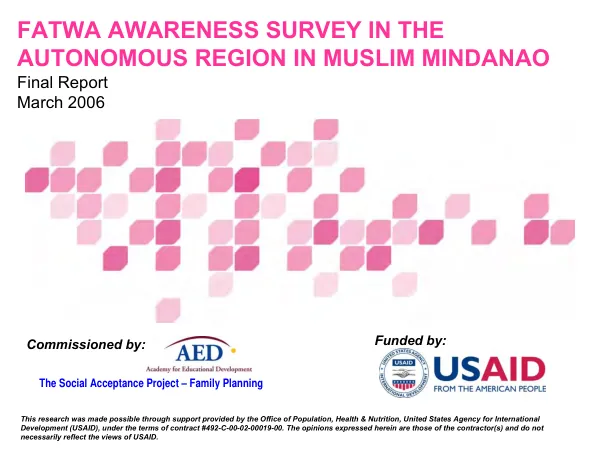 Fatwa awareness survey in the autonomous region in Muslim Mindanao : final report