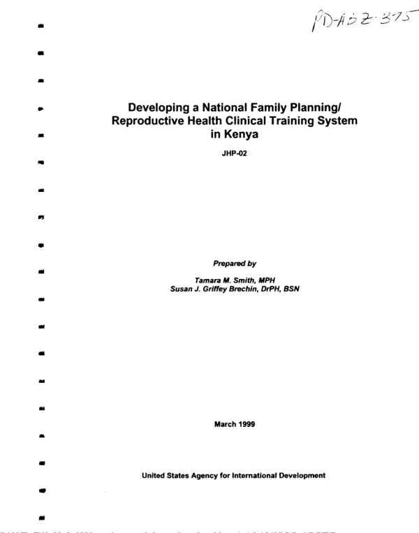Developing a national family planning/reproductive health clinical training system in Kenya