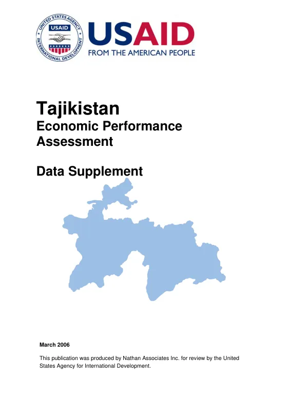 Tajikistan economic performance assessment : data supplement