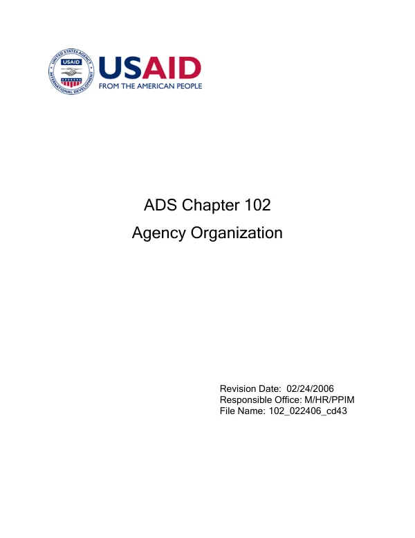 ADS chapter 102 : agency organization