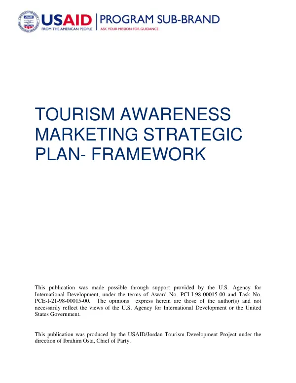 Tourism awareness marketing strategic plan : framework
