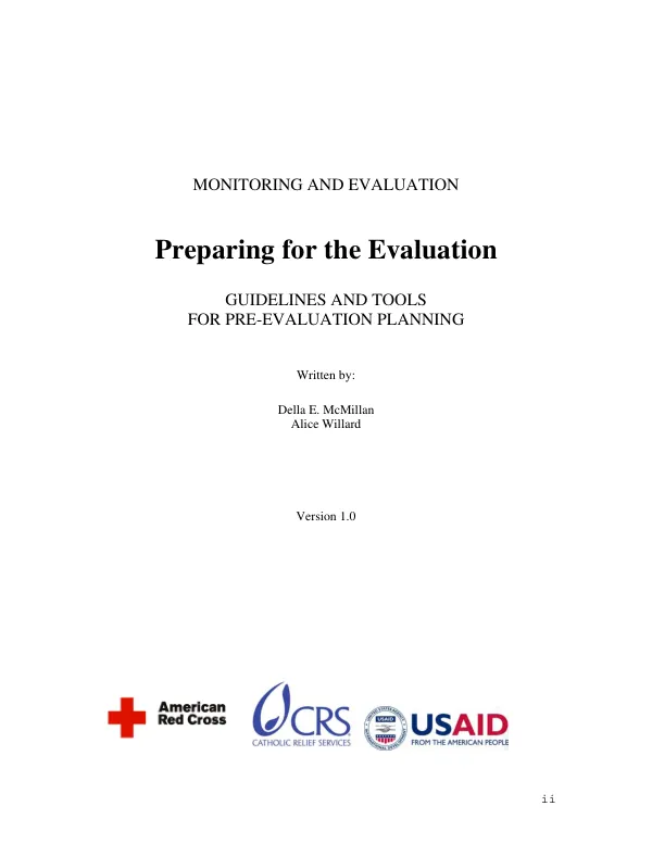 Preparing for the evaluation : guidelines and tools for pre-evaluation planning