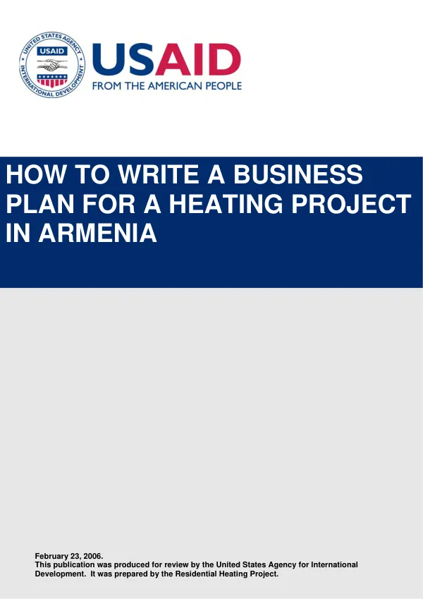 How to write a business plan for a heating project in Armenia