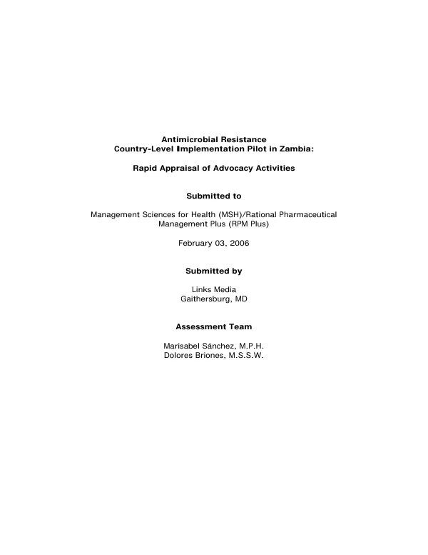 Antimicrobial resistance country-level implementation pilot in Zambia : rapid appraisal of advocacy activities