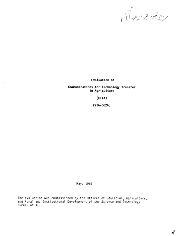 Evaluation of communications for technology transfer in agriculture (CTTA) (936-5826)