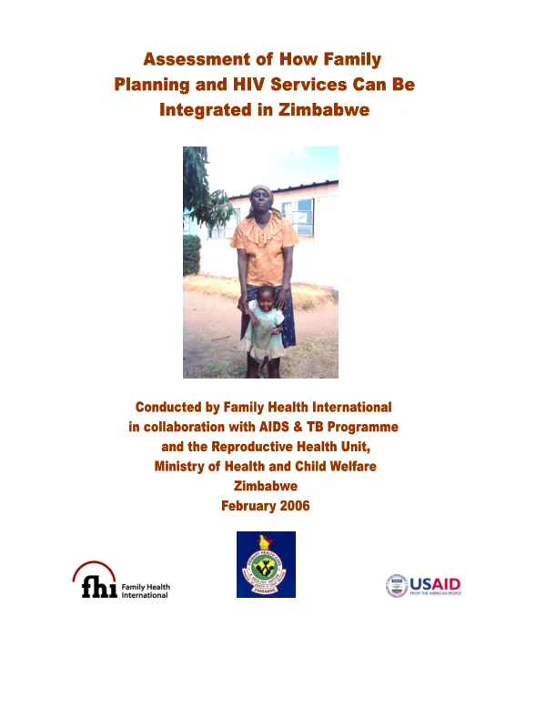 Final report : assessment of how family planning and HIV services can be integrated in Zimbabwe