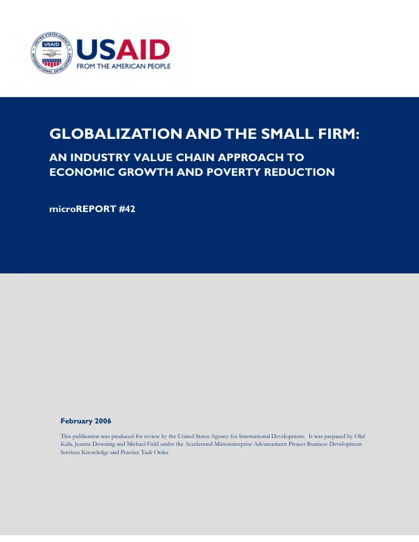 Globalization and the small firm : an industry value chain approach to economic growth and poverty reduction