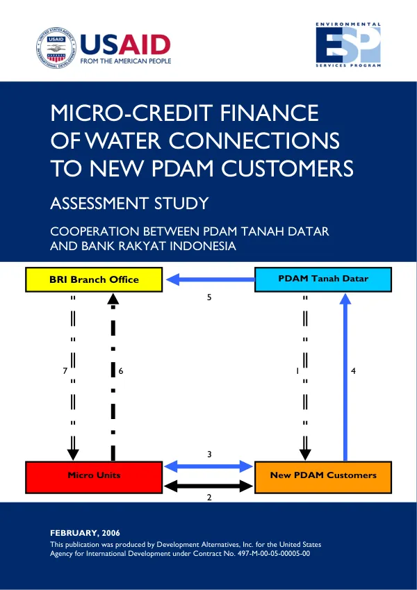 Micro-credit finance of water connections to new PDAM customers : assessment study -- cooperation between PDAM Tanah Datar and Bank Rakyat Indonesia