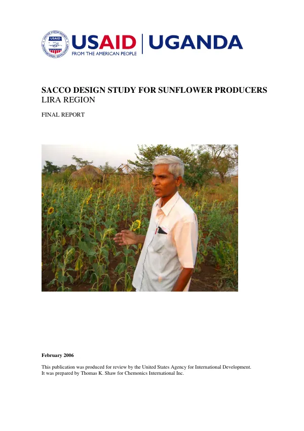 SACCOS design study for sunflower producers : Lira region -- final report