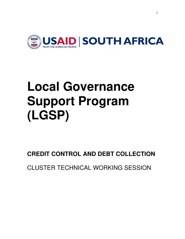 Credit control and debt collection : cluster technical working session
