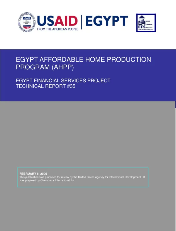 Egypt affordable home production program (AHPP)