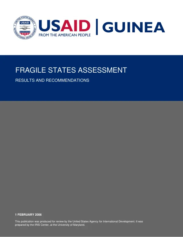 Fragile states assessment : Guinea -- results and recommendations