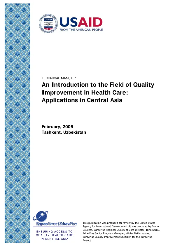 An introduction to the field of quality improvement in health care : applications in Central Asia