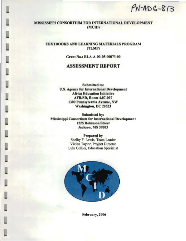 Textbooks and learning materials program (TLMP) : grant no. RLA-A-00-05-00073-00 -- assessment report