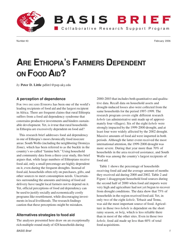 Are Ethiopia"s farmers dependent on food aid?