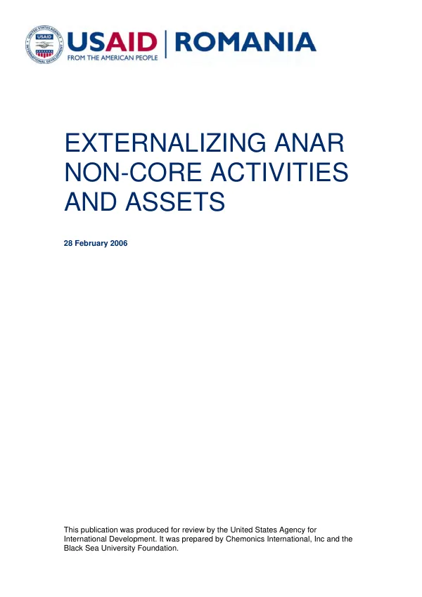 Externalizing ANAR non-core activities and assets