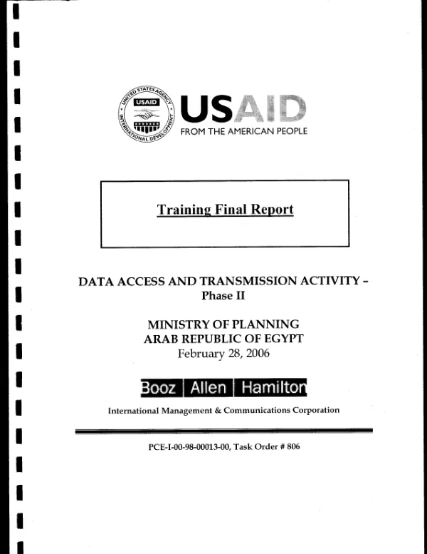 Training final report : data access and transmission activity-phase II