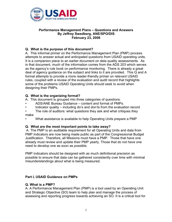 Performance management plans -- questions and answers