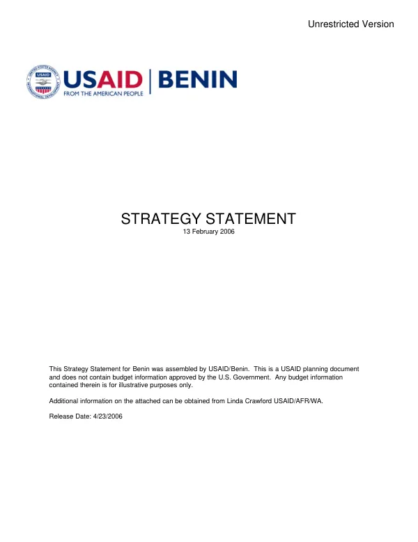 USAID Benin strategy statement
