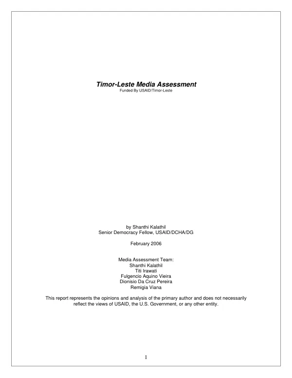 Timor-Leste media assessment