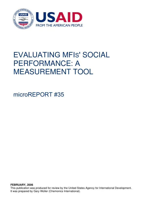 Evaluating MFIs" social performance : a measurement tool