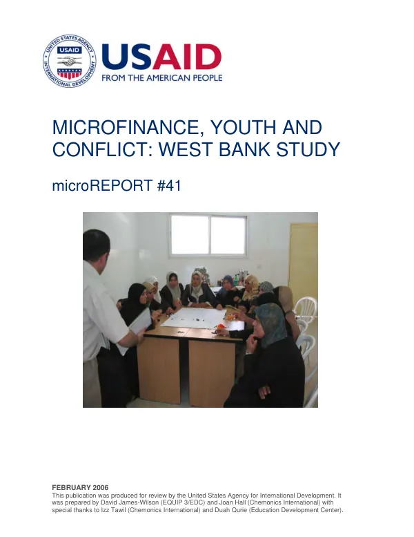 Microfinance, youth and conflict : West Bank study